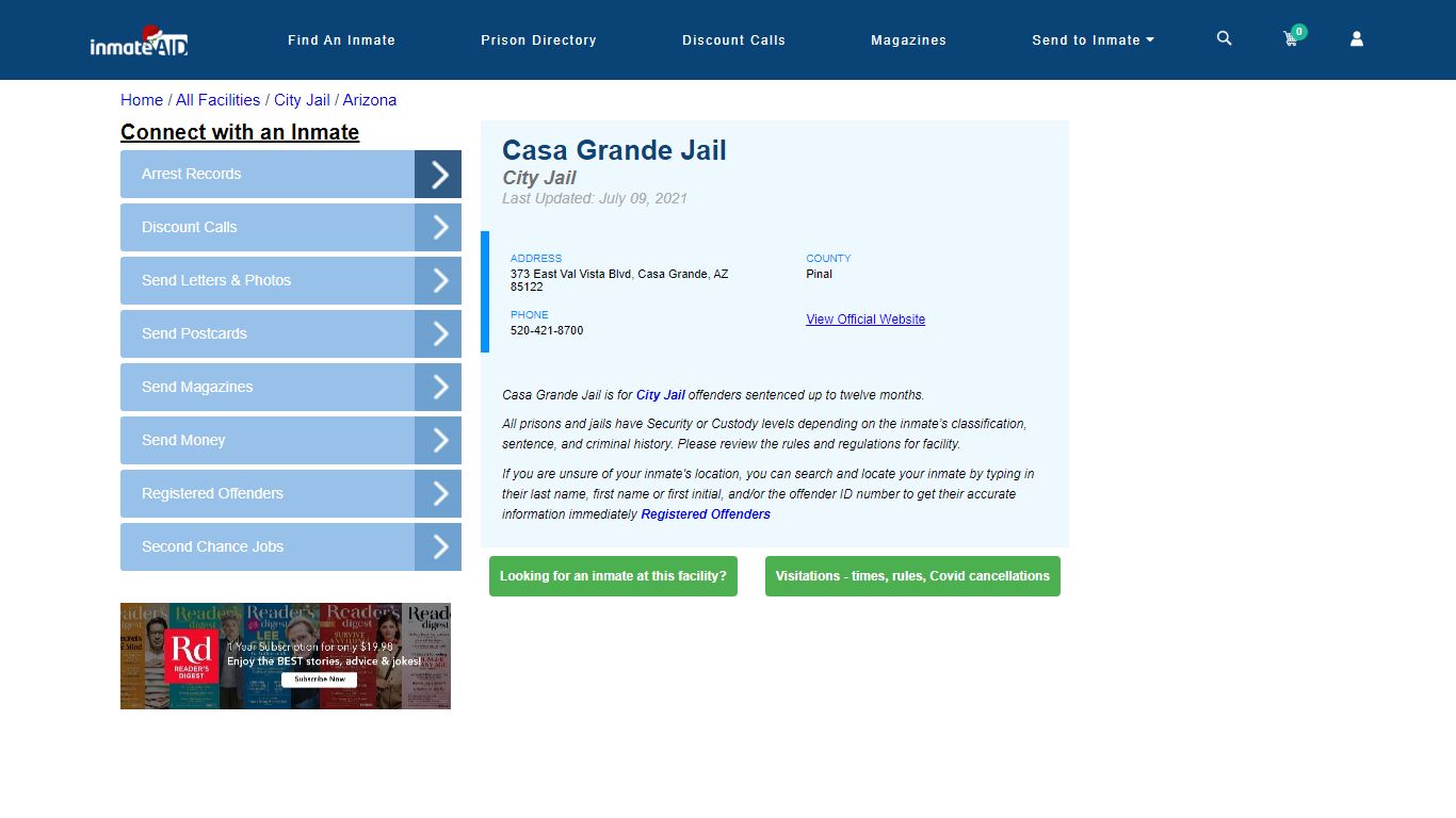 Casa Grande Jail | Inmate Locator